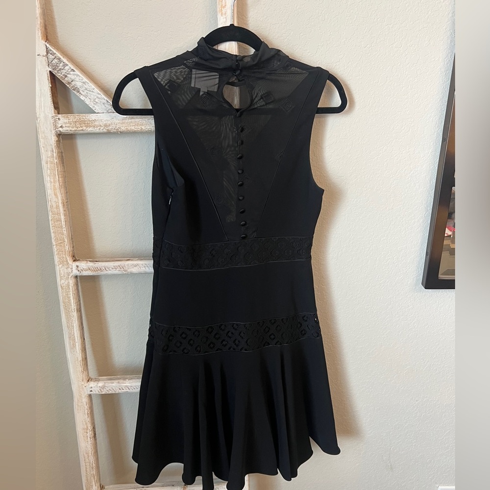 Cinq à Sept Black Mini Dress with Sheer Details